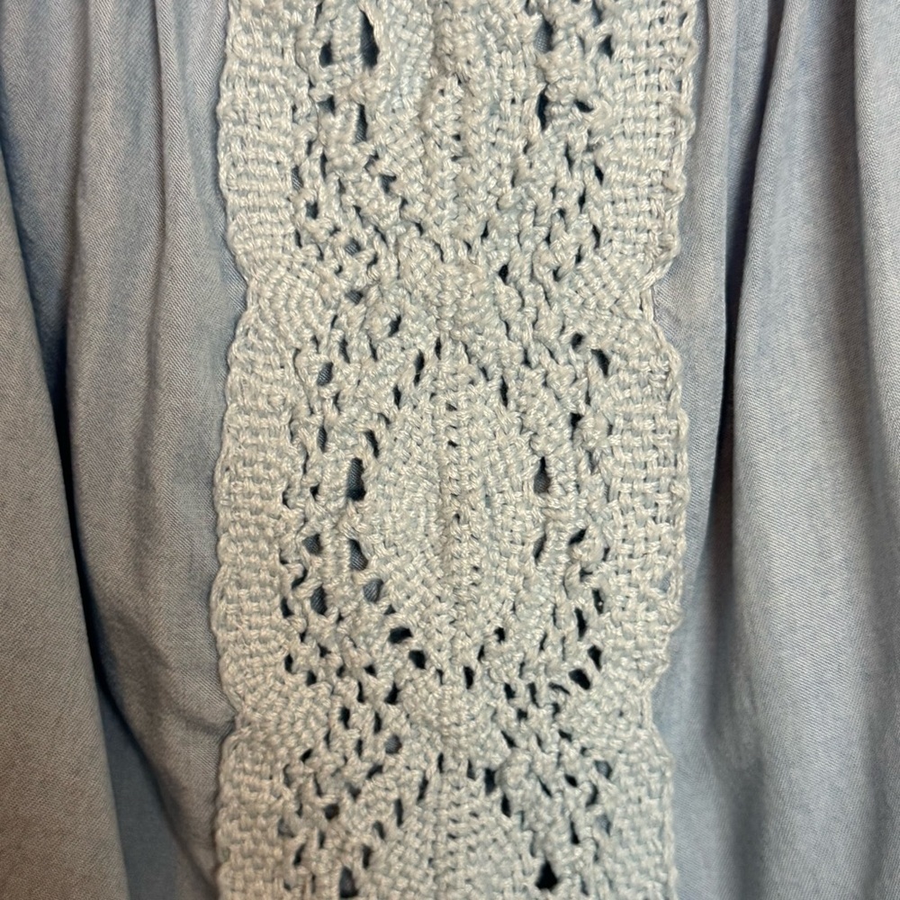 Alison‎ Andrew Blue Lace Detail Top size 1X peasant boho festival bell sleeve - Picture 7 of 10